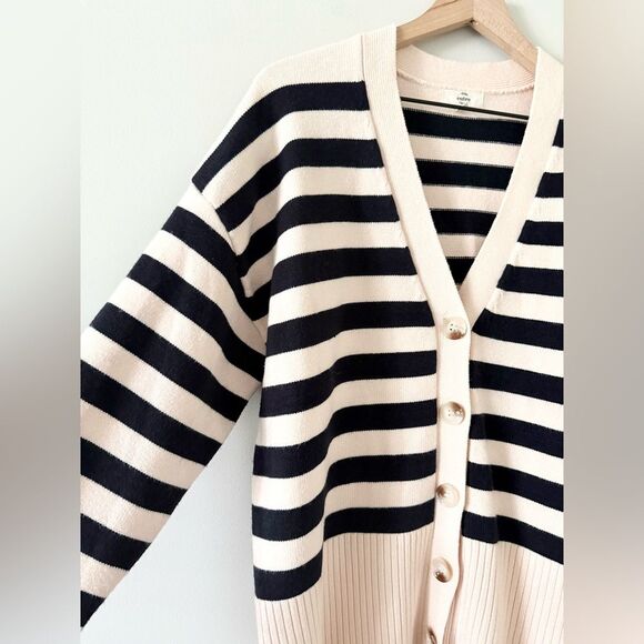 Entro Cardigan Sweater in Tan and Black Stripe - Size S - Picture 2 of 6